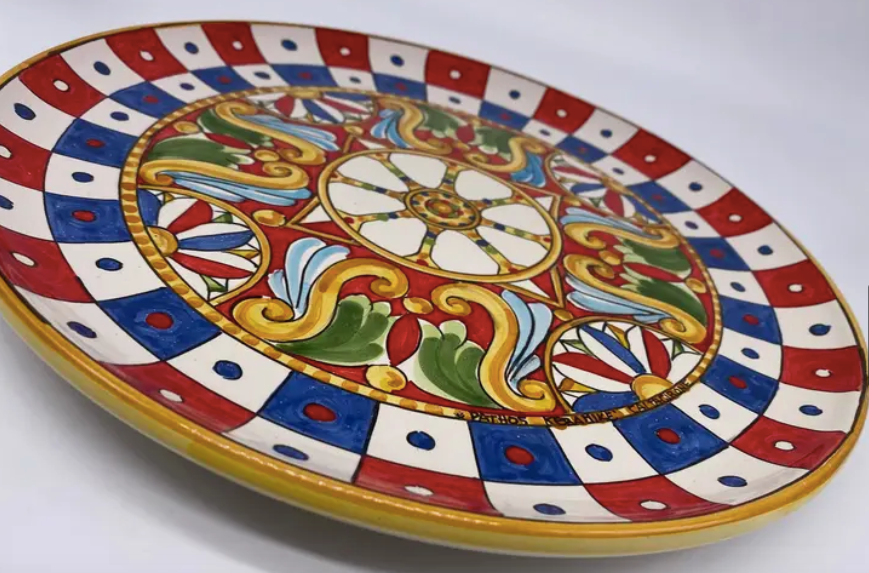 Hand-painted Decorative Plate Diameter 30 cm “Carretto” Decoration