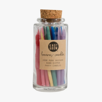 Assorted Beeswax Birthday Candles Jar (30pk)