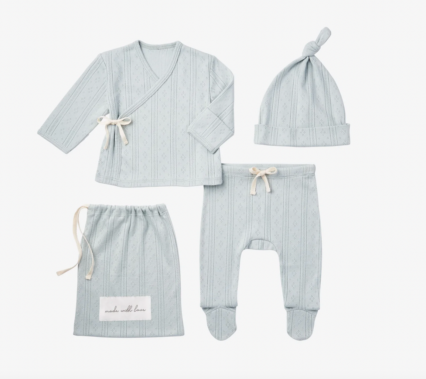 PALE BLUE POINTELLE LAYETTE GIFT SET