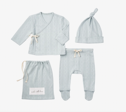 PALE BLUE POINTELLE LAYETTE GIFT SET