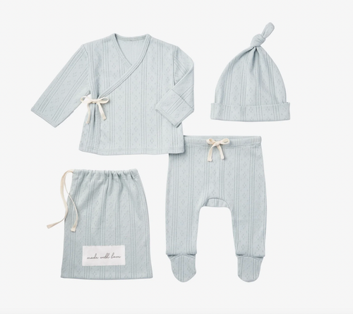 PALE BLUE POINTELLE LAYETTE GIFT SET