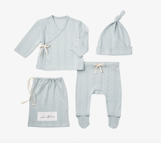 PALE BLUE POINTELLE LAYETTE GIFT SET