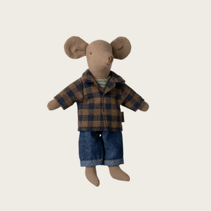 Brown checked shirt and pants for Dad mouse