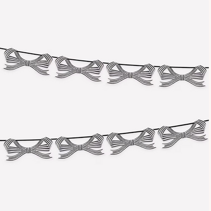 Black & White Stripy Bow Garland
