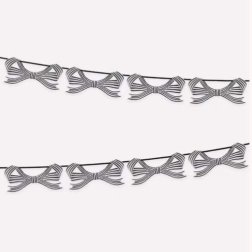 Black & White Stripy Bow Garland
