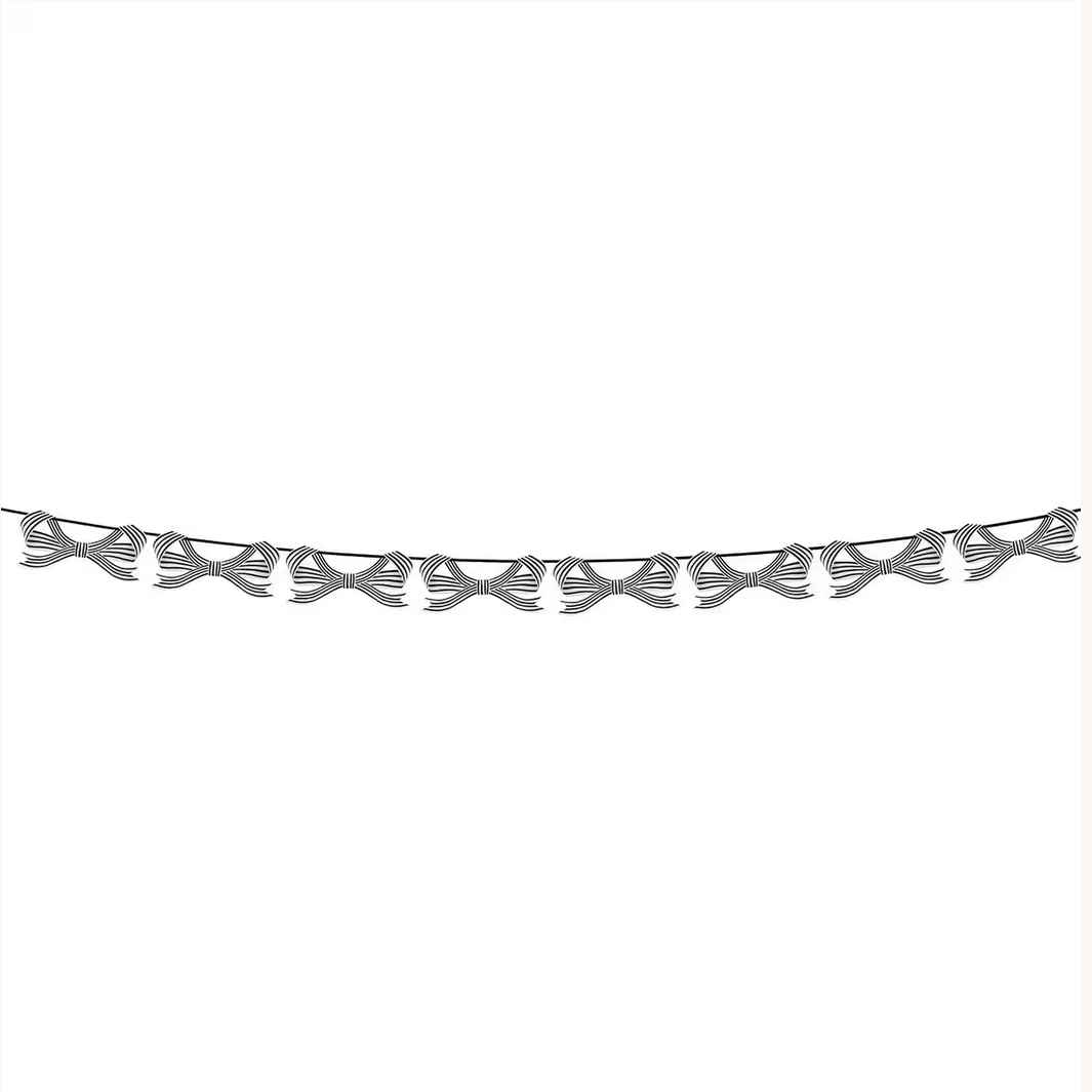 Black & White Stripy Bow Garland