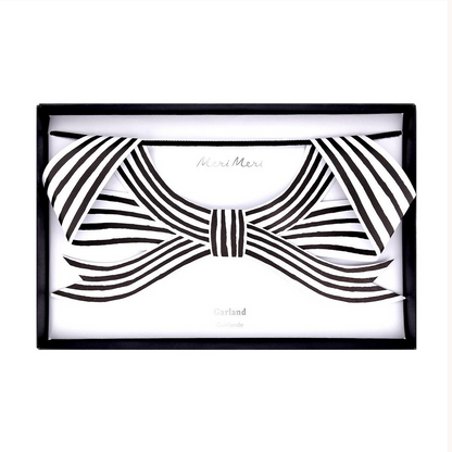 Black & White Stripy Bow Garland