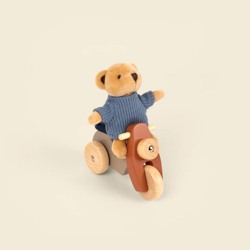 Alexis the bear on a Vespa