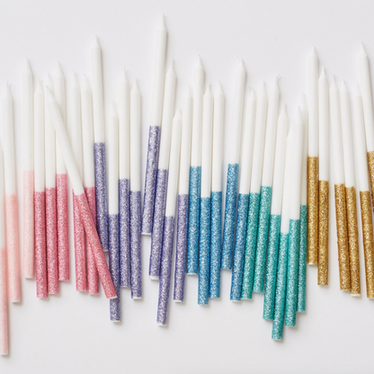 Blue Glitter Dipped Candles (pk16)