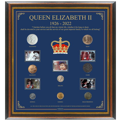 Sterling Collections Queen Elizabeth II Coins & Stamps Set
