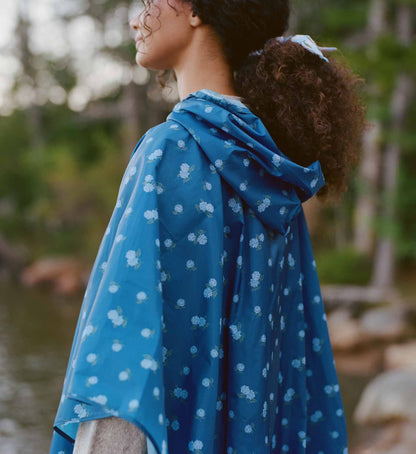 Packable Rain Poncho - Ditsy Hydrangea