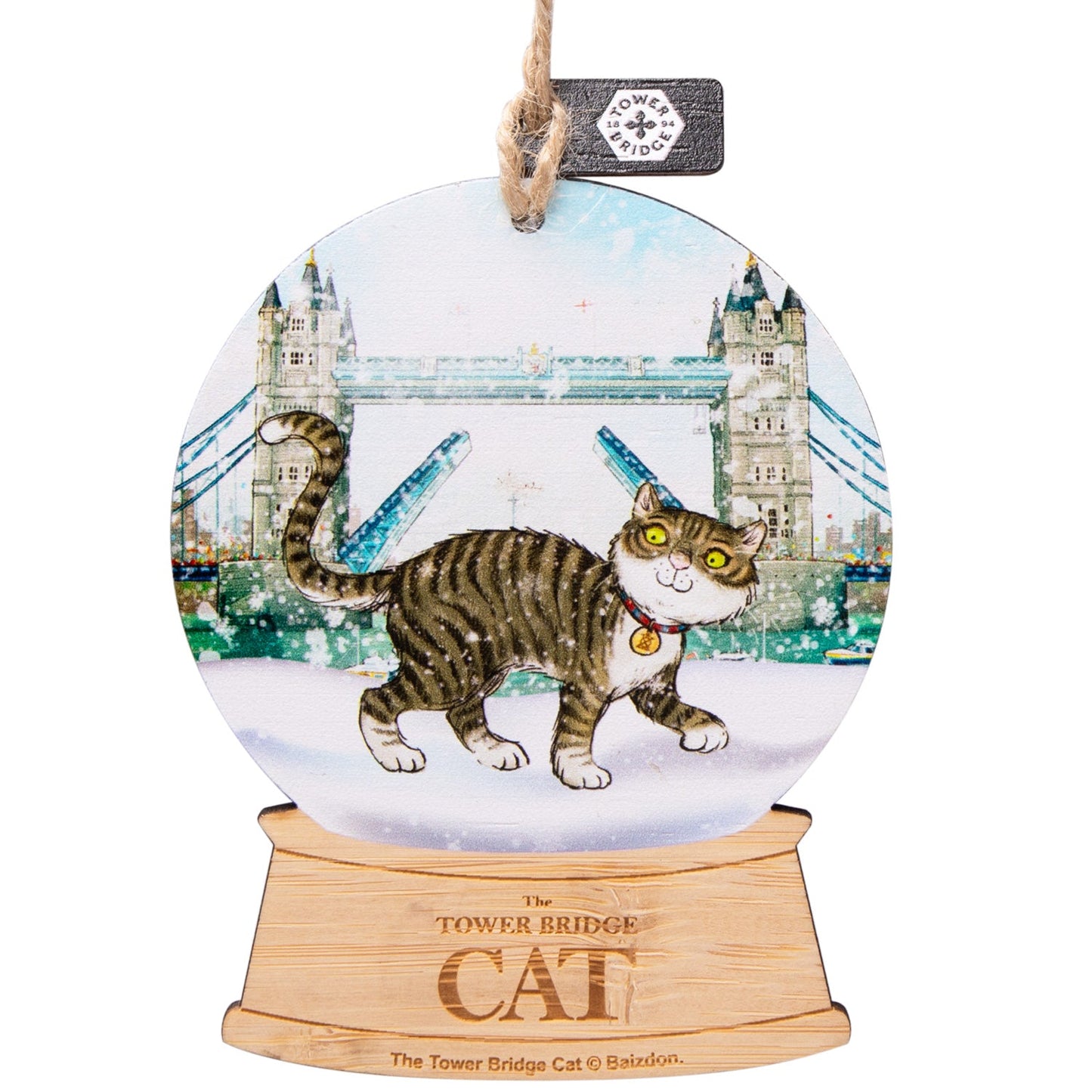 The Tower Bridge Cat Wooden Snowglobe Decoration