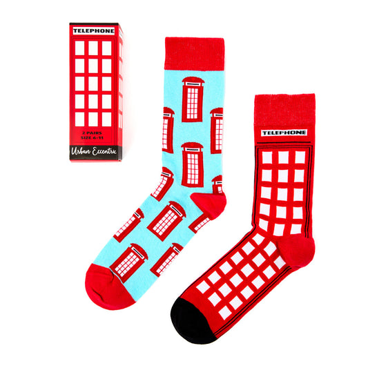 Urban Eccentric Socks Telephone Box Two Pack