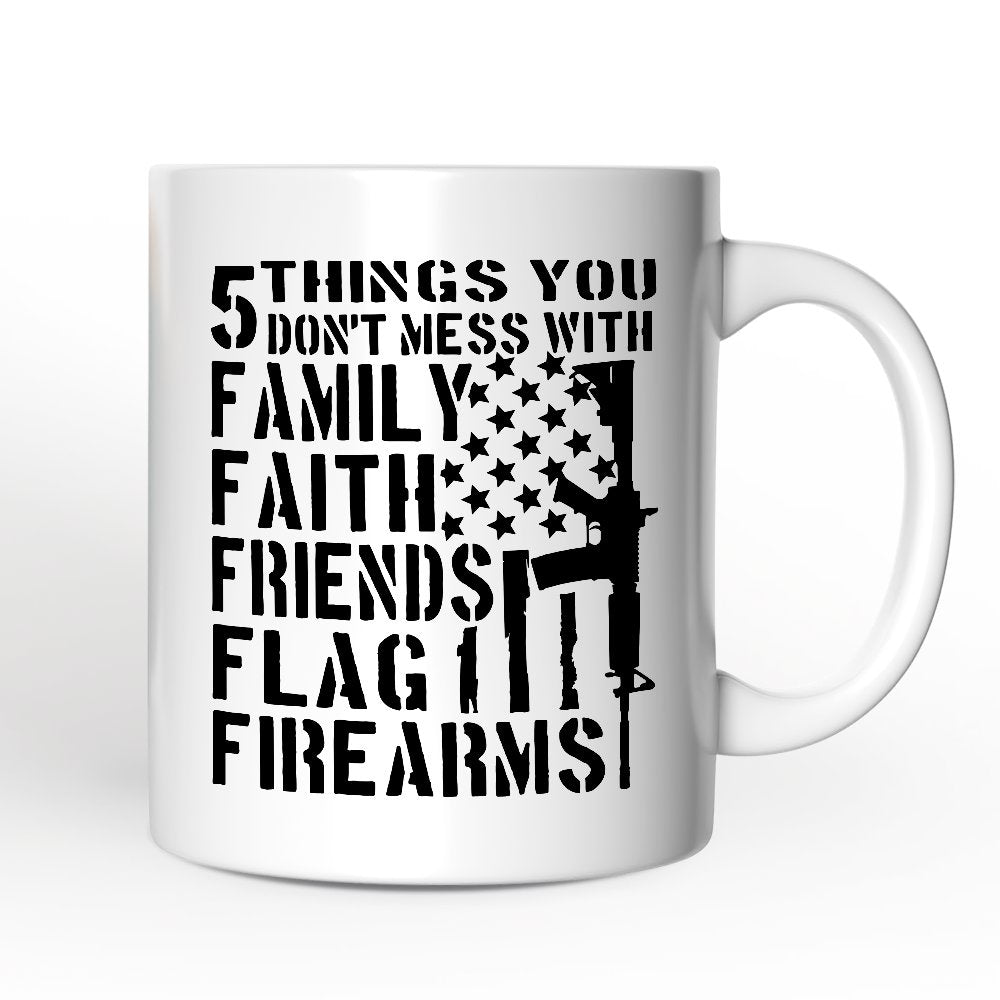 5 Things You Don’t Mess With Dad Personalized Mug, Patriotic Father Gift with Custom Name