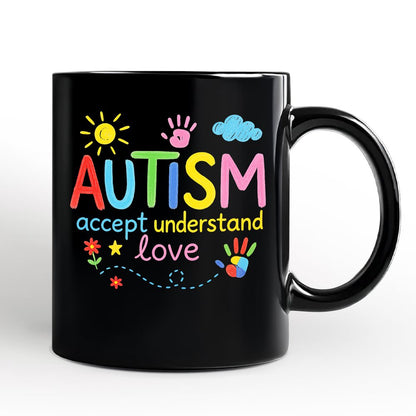Autism Awareness Brushstroke Personalized Mug, Colorful Autism Support Gift for Autism Month with Custom Name