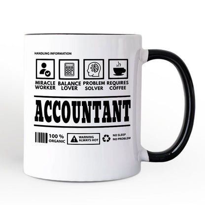 Accountant Nutrition Facts Personalized Mug, Bookkeeper Humor Graphic Gift with Custom Name