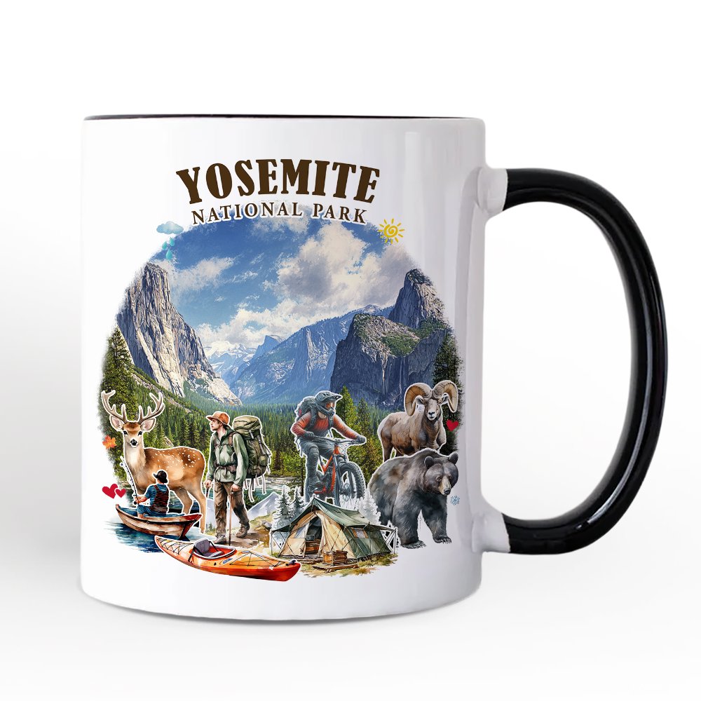 Artistic Yosemite National Park Personalized Mug, California Hikers Travel Gift and Souvenir with Custom Name