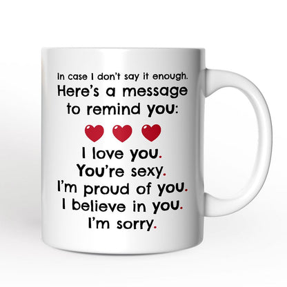All The Things to Say Heartful Message Personalized Mug, Romantic Sincere Gift For Husband or Wife With Custom Name