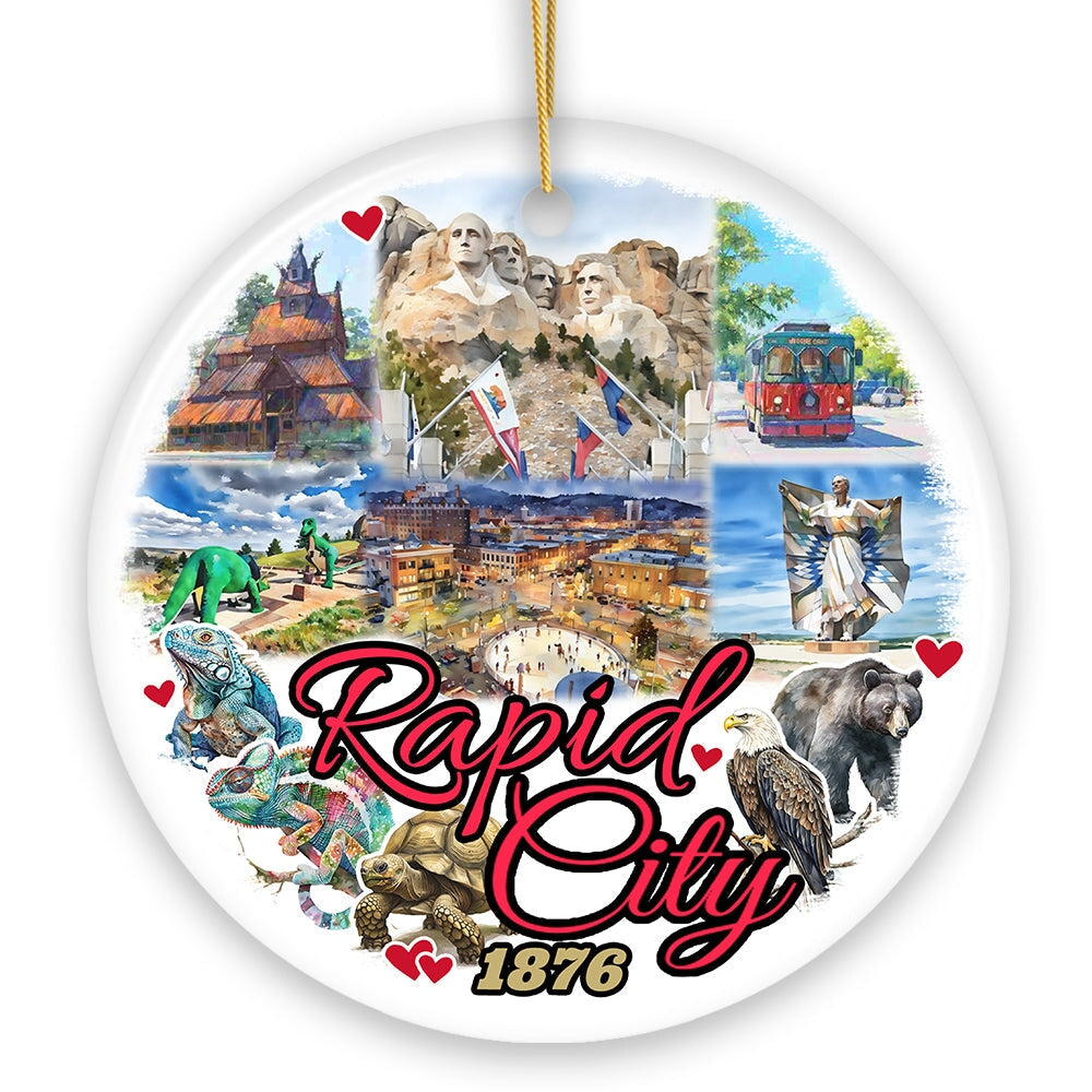 Adventurous Rapid City Christmas Ornament, South Dakota Mt. Rushmore Heritage Gift and Souvenir
