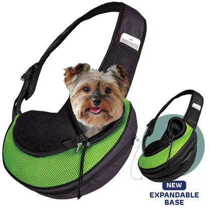 Pet Expandable Sling - Black: Green