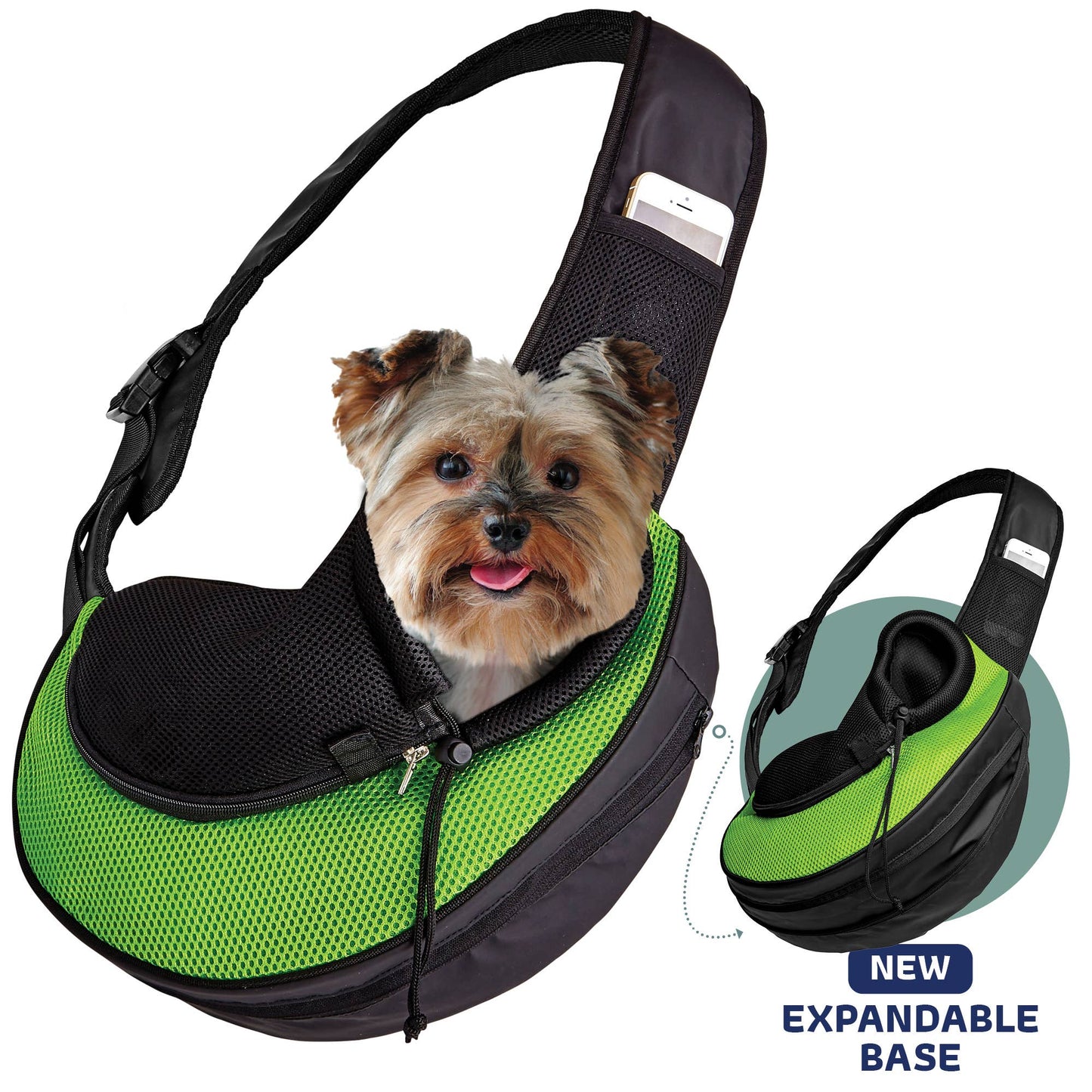 Katziela - Pet Carrier Expandable Sling For Small Dogs And Cats Black