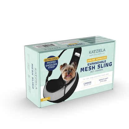 Katziela - Pet Carrier Expandable Sling For Small Dogs And Cats Black