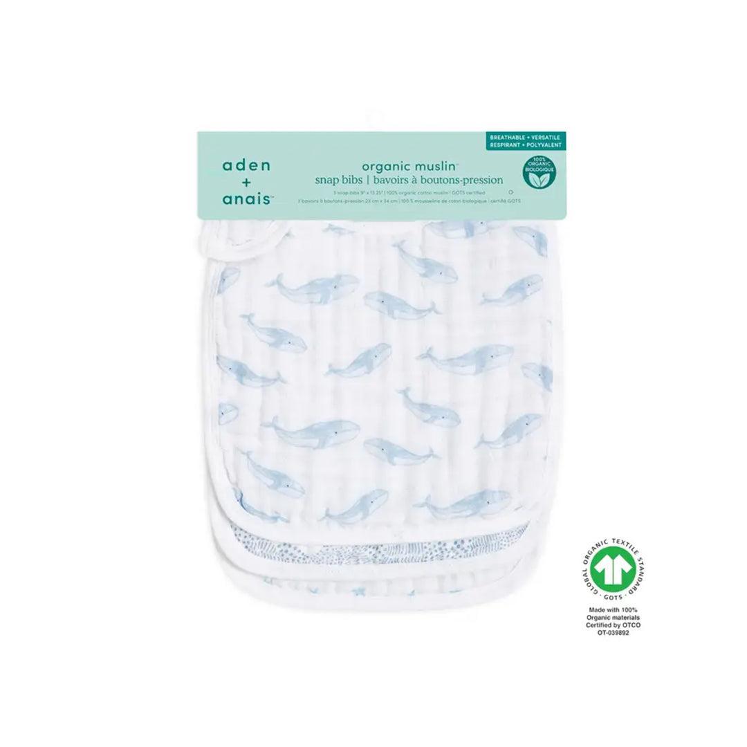 aden + anais Organic Cotton Muslin Snap Bibs - 3 Pack - Oceanic