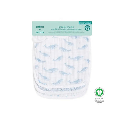 aden + anais Organic Cotton Muslin Snap Bibs - 3 Pack - Oceanic