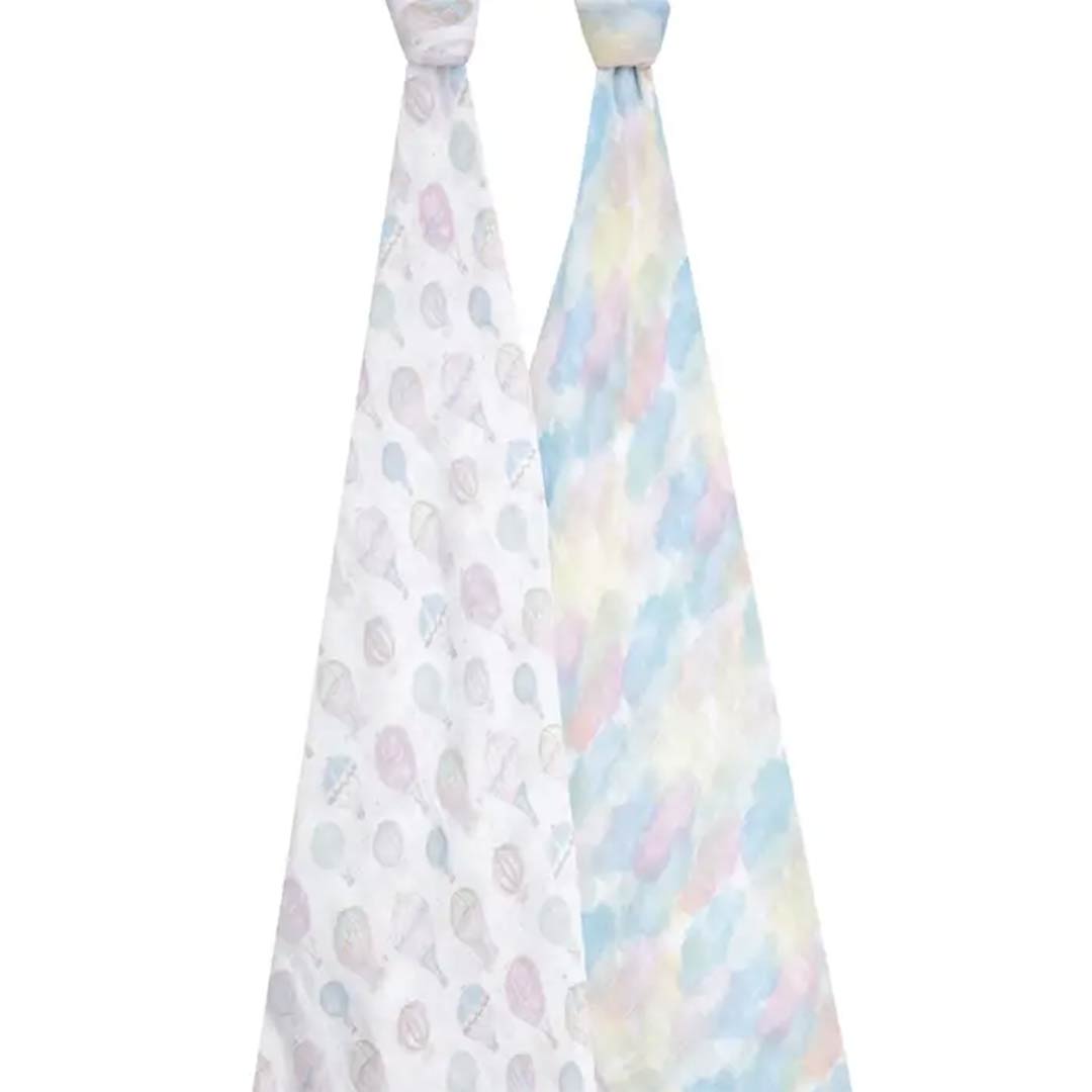 aden + anais Large Organic Cotton Muslin Swaddles 2pk - Above The Clouds