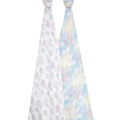 aden + anais Large Organic Cotton Muslin Swaddles 2pk - Above The Clouds