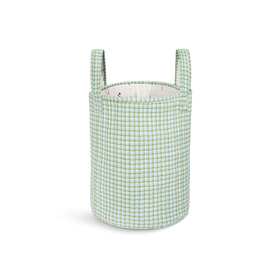 Avery Row Large Quilted Storage Basket - Little Farm/Greenhouse Gingham