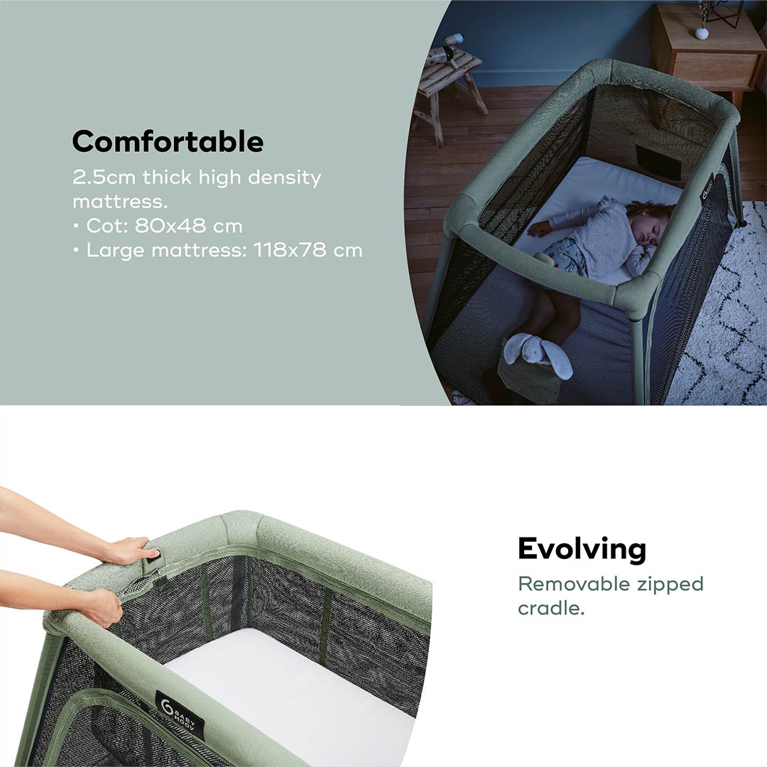 Babymoov Travel Cot 3 in 1 Moov & Comfy - Sage