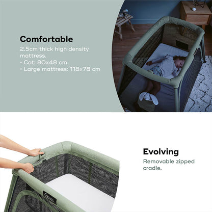 Babymoov Travel Cot 3 in 1 Moov & Comfy - Sage