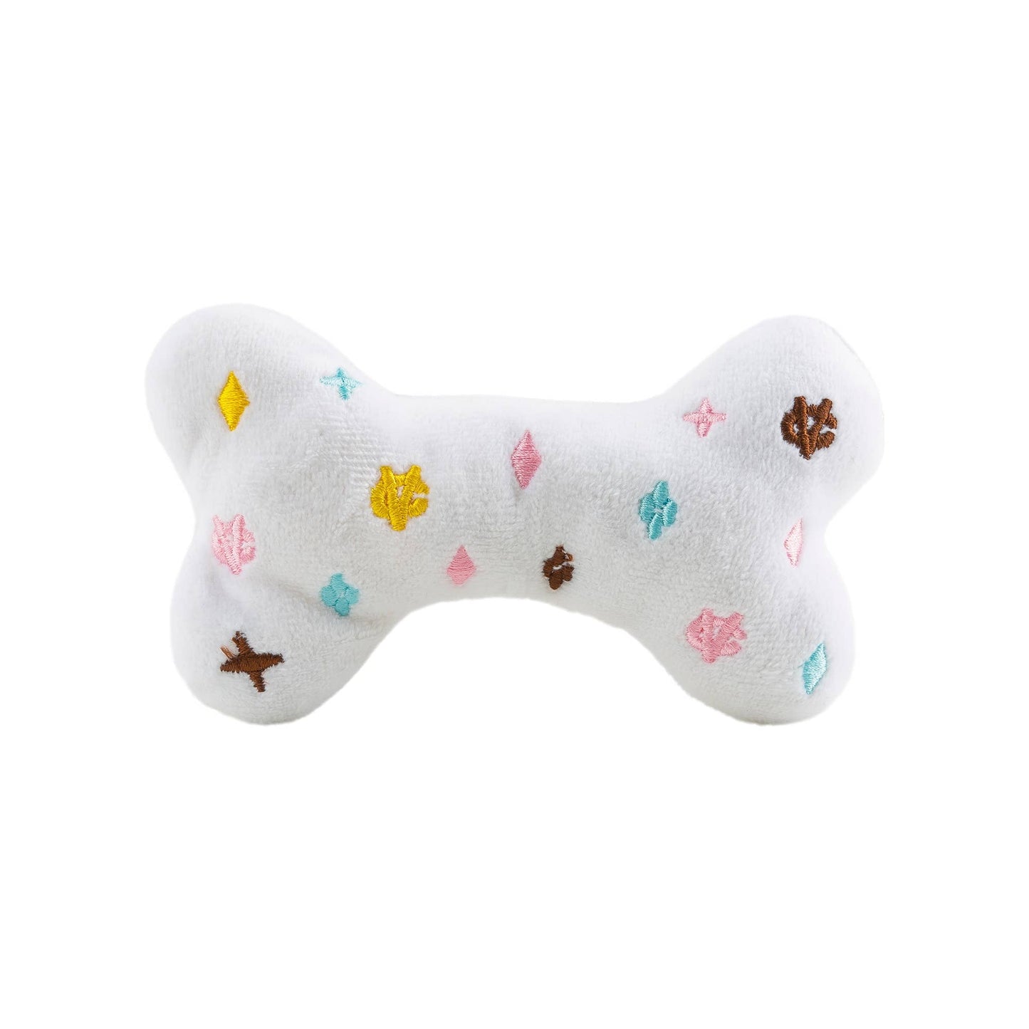 Haute Diggity Dog - White Chewy Vuiton Bones Squeaker Dog Toy: Large