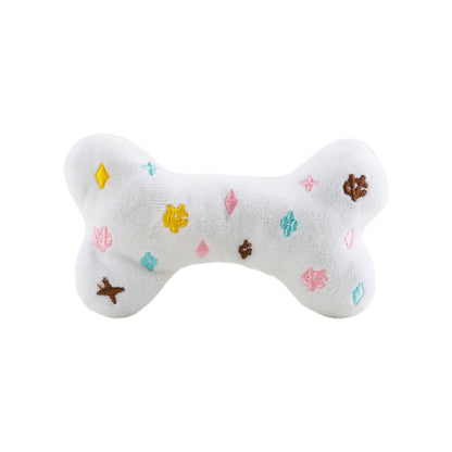 Haute Diggity Dog - White Chewy Vuiton Bones Squeaker Dog Toy: Large