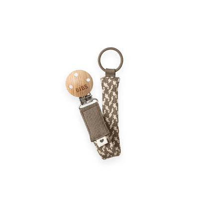 BIBS Paci Braid Pacifier Clip - Dark Oak + Vanilla