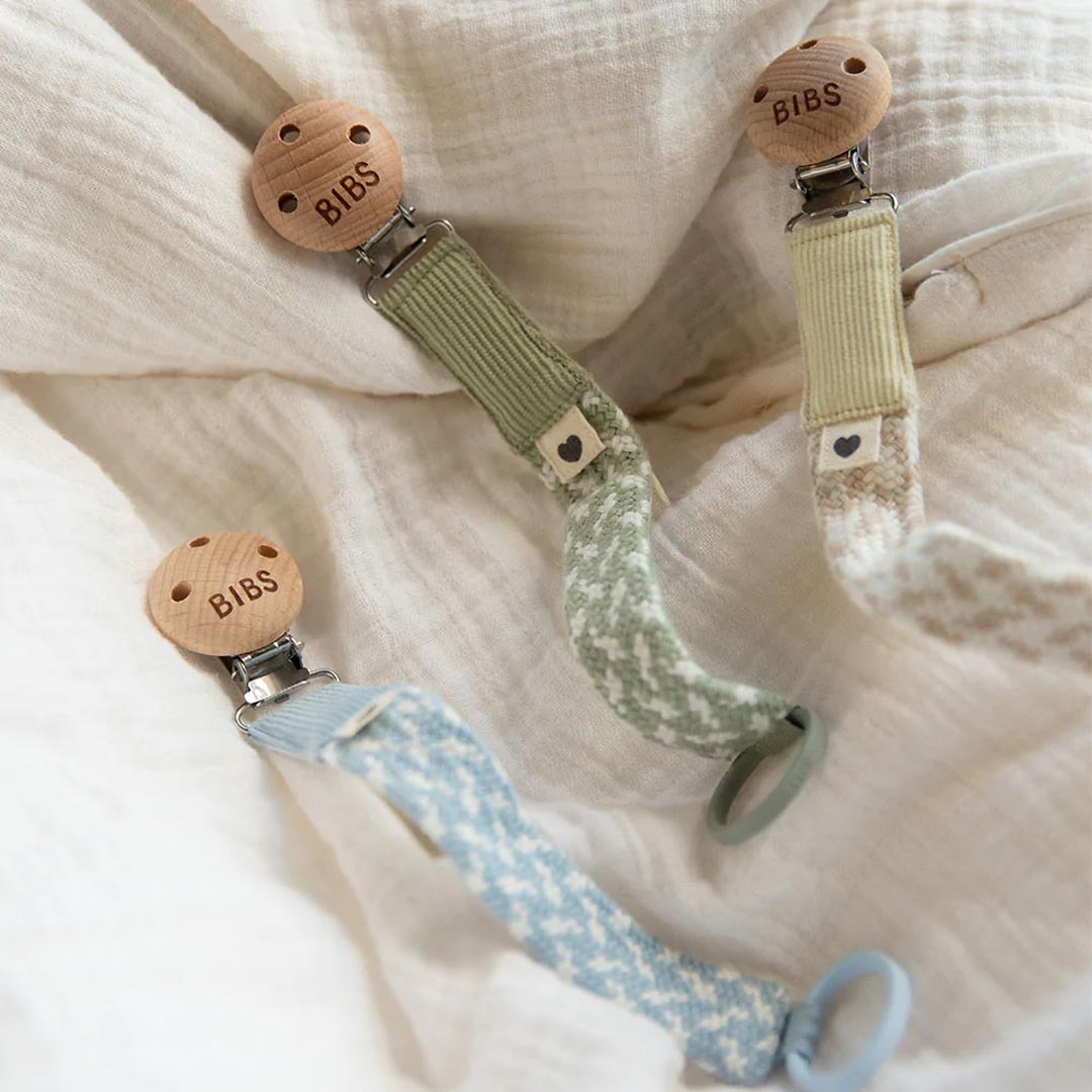 BIBS Paci Braid Pacifier Clip - Dark Oak + Vanilla