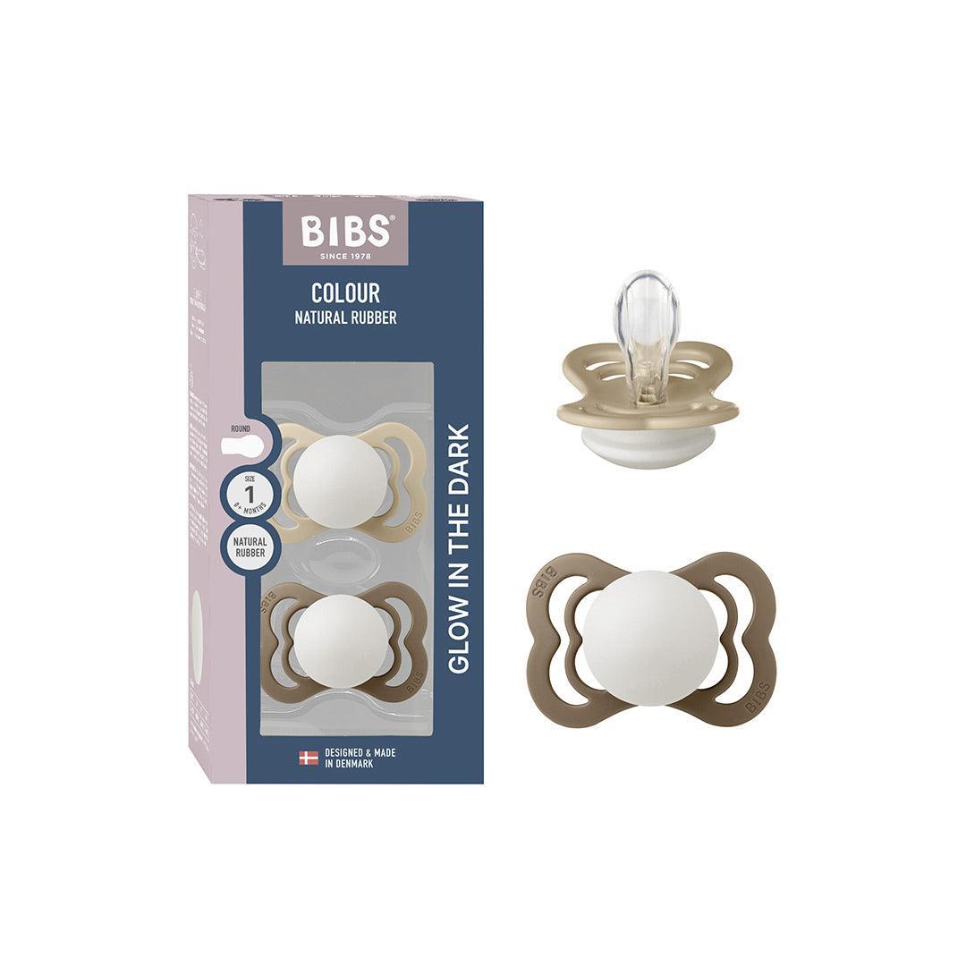 BIBS Pacifier Supreme 2 Pack Silicone - Vanilla Glow / Dark Oak Glow