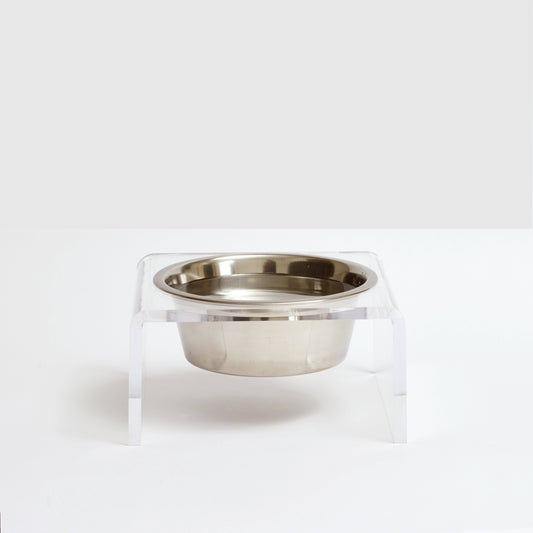 Hiddin - Clear Elevated Pet Feeder, Single Bowl