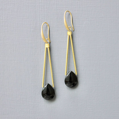 black agate geometric earrings