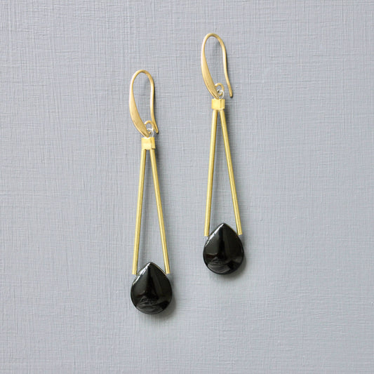black agate geometric earrings