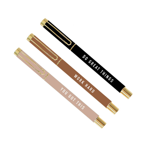 Motivational Metal Pen Set - Neutrals