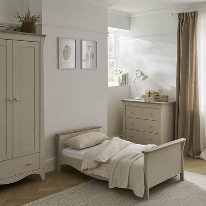 CuddleCo Clara 3 Piece Set Drawer Dresser Cot Bed + Wardrobe - Cashmere