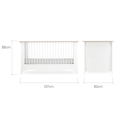 CuddleCo Clara 3 Piece Set 3-Drawer Dresser Cot Bed + Wardrobe - White/Ash
