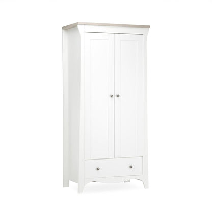 CuddleCo Clara 3 Piece Set 3-Drawer Dresser Cot Bed + Wardrobe - White/Ash