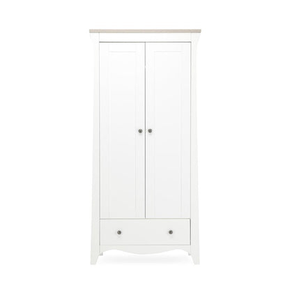 CuddleCo Clara 3 Piece Set 3-Drawer Dresser Cot Bed + Wardrobe - White/Ash