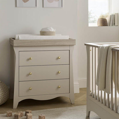 CuddleCo Clara 2 Piece Set 3-Drawer Dresser + Cot Bed  - Cashmere