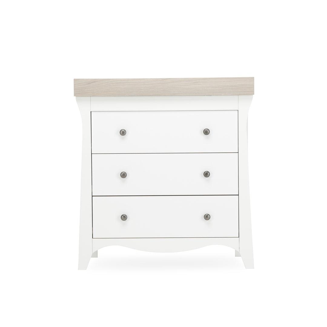 CuddleCo Clara 3 Piece Set 3-Drawer Dresser Cot Bed + Wardrobe - White/Ash
