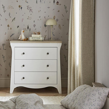 CuddleCo Clara 3 Piece Set 3-Drawer Dresser Cot Bed + Wardrobe - White/Ash