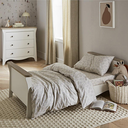 CuddleCo Clara 3 Piece Set 3-Drawer Dresser Cot Bed + Wardrobe - White/Ash
